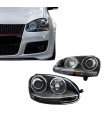 Μπροστινά Φανάρια Set Για Vw Golf V (5) 03-08 / Jetta GTI R32 Look Projectors Μαύρα H7/H7 Με Μοτέρ Depo