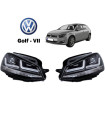 Μπροστινά Φανάρια Set Για Vw Golf VII (7) 12-17 DRL Full Led Halogen Version Black/Chrome LEDHL103-CM Osram Ledriving Osram Ledr