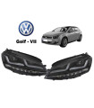 Μπροστινά Φανάρια Set Για Vw Golf VII (7) 12-17 DRL Full Led Halogen Version Black LEDHL103-BK Osram Ledriving