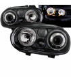 Μπροστινά Φανάρια Set Για Vw Golf IV (4) 97-03 Angel Eyes Μαύρα H7/H7/H3 Depo