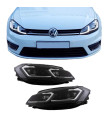 Μπροστινά Φανάρια Set Για Vw Golf VII (7) 12-17  Look 7.5 GTI Μαύρα/ Ασημί Γραμμή H7 Με Μοτέρ Carner