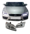 Μπροστινά Φανάρια Set Για Ford Focus 04-08 DRL & Led Φλας Χρωμίου H1/H1 JunYan