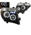 Μπροστινά Φανάρια Set Για Nissan Navara D40 05-10 Angel Eyes & Led Μαύρα H1/H1 Manual JunYan