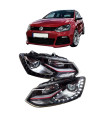 Μπροστινά Φανάρια Set Για Vw Polo 6R/ 6C 09-17 DRL GTI R-Look Μαύρα Με Κόκκινη Γραμμή H7/H7 Με Μοτέρ Carner