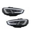 Μπροστινά Φανάρια Set Για Audi A3 8V 12-16 DRL Full Led & Led Signal Μαύρα  Με Μοτέρ Carner