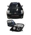 Μπροστινά Φανάρια Set Για Citroen C2 04-10 Angel Eyes & Led Μαύρα H1/H1 Manual JunYan