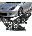 Μπροστινά Φανάρια Set Για Toyota Celica T230 99-05 Angel Eyes & Led Μαύρα H3/H1 Manual Junyan