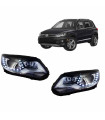 Μπροστινά Φανάρια Set Για Vw Tiguan mk1 11-15 DRL Μαύρα H7/H7 Με Μοτέρ  Carner