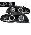 Μπροστινά Φανάρια Set Για Bmw 3 E46 Coupe / Cabrio 99-03 Angel Eyes & Led Μαύρα H1/H1 Manual Sonar