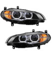 Μπροστινά Φανάρια Set Για Bmw X6 E71 08-15 4D Angel Eyes Full Led AFS Μαύρα Με Μοτέρ Carner