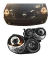 Μπροστινά Φανάρια Set Για Vw Polo 9N 01-05 Angel Eyes Μαύρα H7/H7 Με Μοτέρ Depo