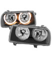 Μπροστινά Φανάρια Set Για Vw Vento 92-98 Angel Eyes Μαύρα H7/H7 Depo