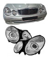 Μπροστινά Φανάρια Set Για Mercedes-Benz E-Class W211 02-06 Χρωμίου Facelift Look H7/H7 (Halogen) Με Μοτέρ Depo