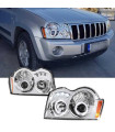 Μπροστινά Φανάρια Set Για Jeep Grand Cherokee 05-08 WK Angel Eyes & Led Χρωμίου HB4/H1 Manual Sonar