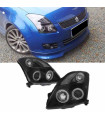 Μπροστινά Φανάρια Set Για Suzuki Swift 05-10 ccfl Angel Eyes Μαύρα H1/H1Sonar