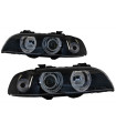 Μπροστινά Φανάρια Set Για Bmw 5 E39 95-03 Angel Eyes Facelift LCI Look Μαύρα/Γκρι H7/H7 Manual Carner