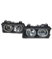 Μπροστινά Φανάρια Set Για Bmw 3 E36 Coupe / Sedan / Compact / Touring 90-99 Angel Eyes Μαύρα H7/H7 Carner