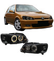 Μπροστινά Φανάρια Set Για Peugeot 106 96-99 Angel Eyes Μαύρα H7/H7 Depo