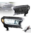 Μπροστινά Φανάρια Set Για Ford Ranger 15-20 DRL Dynamic Μαύρα Full Led Με Μοτέρ VLand