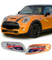 Πλαϊνά Φλας Φτερού Για Mini Cooper F56 13+ Union Jack Flag Blue Led White 2 Τεμάχια