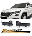 Φλας Καθρέπτη Για Skoda Kodiaq 16+ / Karoq 17+ Black (Vehicles With Rear View Camera) Dynamic Led Canbus Φιμέ 2 Τεμάχια