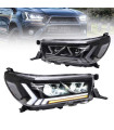 Μπροστινά Φανάρια Set Για Toyota Hilux Revo 15-19 Με Dynamic Start DRL &  Φλας Μαύρα Με Μοτέρ VLand