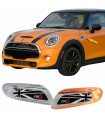 Πλαϊνά Φλας Φτερού Για Mini Cooper F56 13+ Union Jack Flag Black Led White 2 Τεμάχια