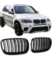 Καρδιές Μάσκας Για Bmw X5 E70 07-13 / X6 E71 08-14 M4 Look Με Διπλή Γρίλια Μαύρο Γυαλιστερό Με 7 Γρίλιες 2 Τεμάχια