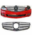 Μάσκα Για Mercedes-Benz C-Class W204 07-14 Amg C63 Look Με 2 Γρίλιες Μαύρο/Χρώμιο 1 Τεμάχιο