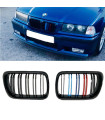 Καρδιές Μάσκας Για Bmw 3 E36 96-99 M4 Look Με Διπλή Γρίλια Tri-color / Μαύρο Γυαλιστερό 2 Τεμάχια