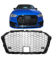 Μάσκα Για Audi A3 8V 16-20 RS3 Look Κυψελωτή Γυαλιστερό Μαύρο 1 Τεμάχιο