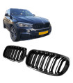 Καρδιές Μάσκας Για Bmw X5 F15 / X6 F16 13-18 M4 Look Με Διπλή Γρίλια Μαύρο Γυαλιστερό 2 Τεμάχια