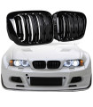 Καρδιές Μάσκας Για Bmw 3 E46 99-03 Coupe/Cabrio M4 Look Με Διπλή Γρίλια Μαύρο Γυαλιστερό 2 Τεμάχια