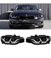 Μπροστινά Φανάρια Set Για Bmw 3 F30 / F31 11-15 3D Angel Eyes Μαύρα H7/H7 Με Μοτέρ Sonar