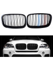 Καρδιές Μάσκας Για Bmw X5 E70 07-13 / X6 E71 08-14 M4 Look Με Διπλή Γρίλια Tri- Color Μαύρο Γυαλιστερό Με 7 Γρίλιες 2 Τεμάχια