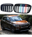 Καρδιές Μάσκας Για Bmw X1 F48 14-19 M4 Look Με Διπλή Γρίλια Tri-Color Μαύρο Γυαλιστερό 2 Τεμάχια