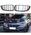 Καρδιές Μάσκας Για Bmw 4 F32 / F33 / F36 13-20 M4 Look Με Διπλή Γρίλια Tri-Color Μαύρο Γυαλιστερό 2 Τεμάχια