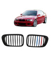 Καρδιές Μάσκας Για Bmw 3 E46 99-03 Coupe/Cabrio Tri-color / Μαύρο Γυαλιστερό Με 8 Γραμμές 2 Τεμάχια