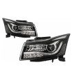 Μπροστινά Φανάρια Set Για Chevrolet Cruze 09-14 Tube DRL & Led Φλας Μαύρα H7/H1 Manual Carner