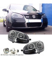 Μπροστινά Φανάρια Set Για Vw Golf V (5) 03-08 Bi-Xenon Projectors GTI / R32 Look Μαύρα H7/H7 Με Μοτέρ & E-Mark Carner