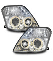 Φανάρια εμπρός angel eyes με led για Citroen C2 (2003-2008) - chrome , με λάμπες (Η1) - σετ 2τμχ.