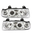 Φανάρια εμπρός angel eyes για BMW E36 (1991-1999) 4d sedan - chrome , με λάμπες (Η1) - σετ 2τμχ.