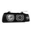 Φανάρια εμπρός angel eyes για Bmw E36 (1991-2000) 4d sedan - μαύρα , χωρίς λάμπες (Η7) - σετ 2τμχ.