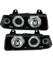 Φανάρια εμπρός angel eyes για BMW E36 (1991-1999) 4d sedan - black , με λάμπες (Η1) - σετ 2τμχ.