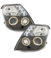 Φανάρια εμπρός angel eyes με led για Citroen C2 (2003-2008) - μαύρα , με λάμπες (Η1) - σετ 2τμχ.