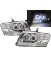 Φανάρια εμπρός angel eyes για Mitsubishi Pajero (2001-2006) - chrome , με λάμπες (Η1) - σετ 2τμχ.