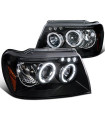 Φανάρια εμπρός led angel eyes για Jeep Grand Cherokee (1999-2005) - μαύρα , με λάμπες (Η1) - σετ 2τμχ.