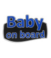 BABY ON BOARD ΑΥΤΟΚΟΛΛΗΤΟ ΕΞΩΤΕΡΙΚΗΣ ΧΡΗΣΗΣ 18,7 Χ 11,9 cm ΜΠΛΕ/ΜΑΥΡΟ/ΧΡΩΜΙΟ ΜΕ ΕΠΙΚΑΛΥΨΗ ΕΠΟΞΕΙΔΙΚΗΣ ΡΥΤΙΝΗΣ (ΥΓΡΟ ΓΥΑΛΙ) - 1 Τ