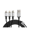 ΚΑΛΩΔΙΟ USB ΦΟΡΤΙΣΗΣ CERBERO 100 cm (3 ΑΝΤΑΠΤΟΡΕΣ TYPE C/APPLE/MICRO USB - 8 PIN) SILVER LINE